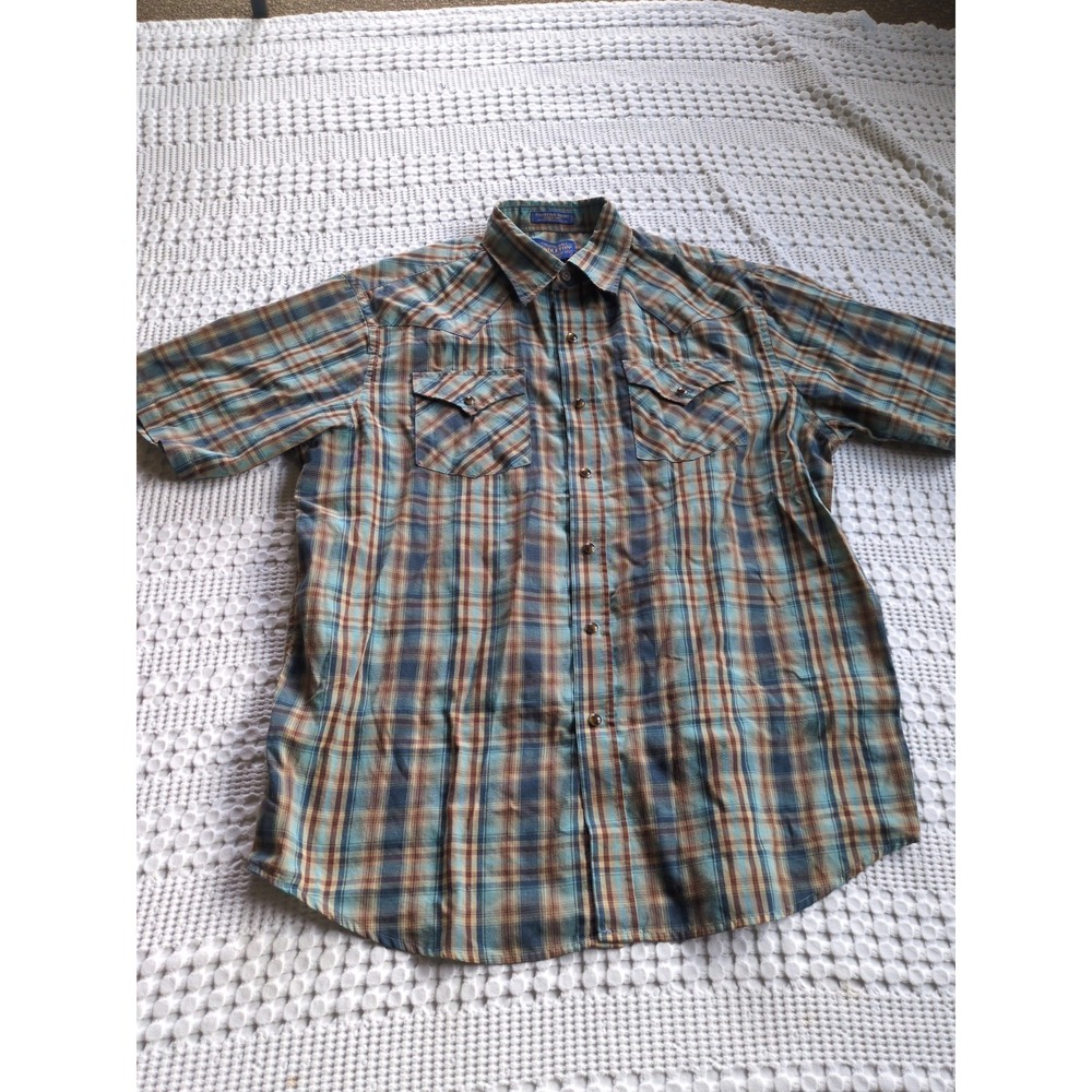 Pendleton Frontier Pearl Snap Western Short Sleeve Plaid Shirt Multicolor Large